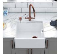 London Sink Company Lsc Belfast 445 Compact Fireclay Ceramic Kitchen Sink, 1.0 Single Bowl With 90mm Basket Waste.