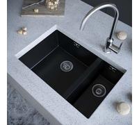 London Sink Company Lsc Bexley 1.5 Matt Black Composite Synthetic Undermount Kitchen Sink & Waste