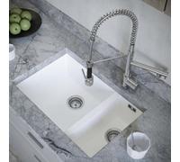 London Sink Company Lsc Bexley 1.5 Matt White Composite Synthetic Undermount Kitchen Sink & Waste
