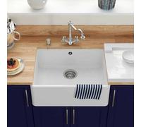 London Sink Company Lsc Butler 595 1-Bowl Fireclay Ceramic Sit-On Kitchen Sink With 90mm Waste Options