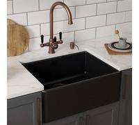 London Sink Company Lsc Butler 595mm 1-Bowl Matt Ceramic Sit-On Kitchen Sink With Waste Options