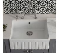 London Sink Company Lsc Fluted Butler 595 1.0 Bowl White Ceramic Kitchen Sink With Chrome Waste & Overflow