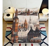 London Skyline 3D Printed Fitted Sheet Microfiber Deep Pocket Non-Slip Bedroom Bedding London City Mattress Fitted Cover Full Wrap 160x200x25cm