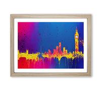 London Skyline Art Vol.3 Abstract Framed Print | A4 Oak Framed Wall Art | Ready to Hang | Abstract Cityscape Picture | Living Room Bedroom Lounge Office