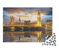 London Skyline at Dusk 1000 Pieces Puzzles Colorful Big Ben Sunset Reflection Wall Decoration Educational Game Gifts Puzzles for Adults Jigsaw Puzzles for Adults 70x50cm/1000pcs