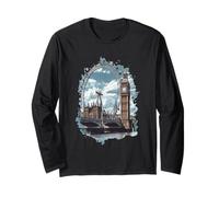 London Skyline Big-Ben Ferris Wheel Cityscape Long Sleeve T-Shirt