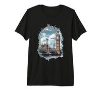 London Skyline Big-Ben Ferris Wheel Cityscape Premium T-Shirt