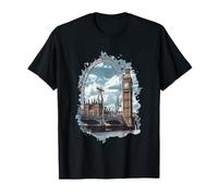 London Skyline Big-Ben Ferris Wheel Cityscape T-Shirt