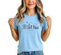 London Skyline City Landmarks Womens Graphic T-Shirt Travel Outline Tee M (12-14)