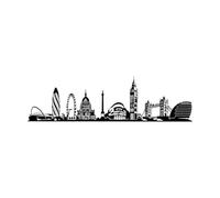 London Skyline England City Urban Street Game Wall Decals PVC 34.5x124.5cm Multiple Size Options Black
