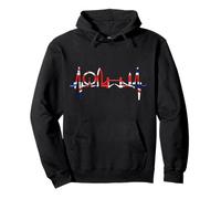 London Skyline Heartbeat England Flag Union Flag Fan London Pullover Hoodie