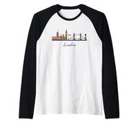 London Skyline Iconic Landmarks UK Travel Art Souvenir Raglan Baseball Tee