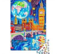 London Skyline Jigsaw Puzzle 1000 Pieces Recycled Paper for Adults Whimsical ArtPuzzle Hard Difficult Challenging Family Game Fun Present & Activity 52x38cm/1000pcs