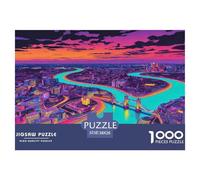 London Skyline Jigsaw Puzzles Puzzle for Adults Kids. 1000 Piece River And Tower Bridge Impossible Challenge Toy Educational Game Home Decoration for Educational Games Gifts 38x26cm/1000pcs