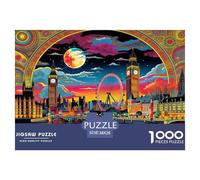 London Skyline Jigsaw Puzzles Puzzle for Adults Kids. 1000 Pieces Vibrant Night Whimsical Challenge Toy Educational Games Home Decoration for Adults& Kids Age 14 Years Up 38x26cm/1000pcs