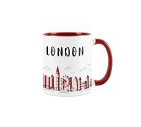 London Skyline Mug - Iconic London Souvenir Gift for City Lovers - Tea/Coffee Ceramic Red & White Cup Present