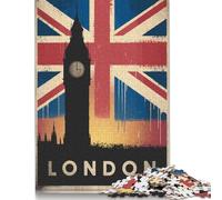 London Skyline Poster Jigsaw Puzzles Puzzles for Adults Kids. 1000 Pieces Whimsical Challenge Toy Educational Games Home Decoration for Educational Games Gifts 1000pcs (75x50cm)