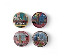 London Skyline Refrigerator Magnets Set - 4 Pack Colorful Big Ben London Eye Souvenir Fridge Magnets