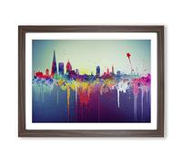 London Skyline Splatter Abstract Framed Print | A2 Walnut Framed Wall Art | Ready to Hang | Abstract Cityscape Picture | Living Room Bedroom Lounge Office