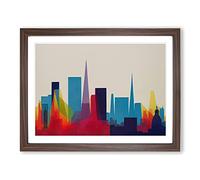 London Skyline Suprematism Abstract H1022 Framed Print for Living Room Bedroom Home Office Décor, Wall Art Picture Ready to Hang, Walnut A4 Frame (34 x 25 cm)