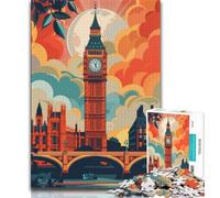 London Skyline with Big Ben 1000 Piece Jigsaw Puzzles for Adults,Stress Reliever Difficult Challenge Deal As Gifts for The Whole Family 75x50cm