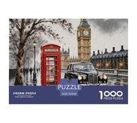 London Skyline with Iconic Landmarks And Red Buses Durable Interlocking Pieces Fun Hobby for Spare Time, Evenings, Weekends And Holiday Breaks 70x50cm/1000pcs