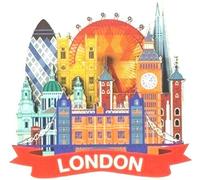 London Souvenir Fridge Magnet Landmarks Skyline St Pauls Tower Bridge Big Ben