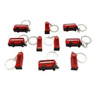 London Souvenir Keychain Set - 10 Pack Red Double Decker Bus and Telephone Booth Keyrings | I Love London British Travel Gifts, UK Memorabilia, Tourist Souvenirs, Favors, Gift for Friends and Family