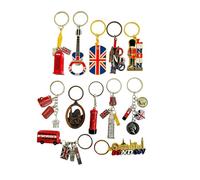 London Souvenir Keychain Set, Union Jack and London Icons Design, Metal, 12 Pieces (12, mix)