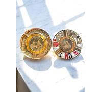 London Souvenir Metal Ashtrays, Tower Bridge and Big Ben Design, British Icons Collection, Decorative Set of 2 Different Designs for Home and Office Use (gold)