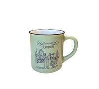London Souvenir Mug, .Ceramic Mug, Historical London Mug, for Coffe, Tea, London City Iconic Design Home Kitchen Office. Large and Small Sizes (Green L)