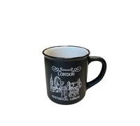London Souvenir Mug, .Ceramic Mug, Historical London Mug, for Coffe, Tea, London City Iconic Design Home Kitchen Office. Large and Small Sizes (Black L)