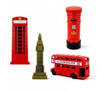 London Souvenir Pencil Sharpener Set (Pack of 4) - Big Ben, Bus, Telephone Box & Post Box - UK Gift for Kids, School Supplies, British Collectible Die Cast Sharpeners Gift Set