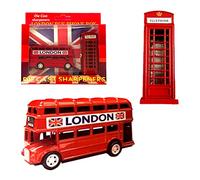 London Souvenir Pencil Sharpeners Set - Die-Cast Metal London Bus & Telephone Box - UK British Souvenir Gift - Set of 2