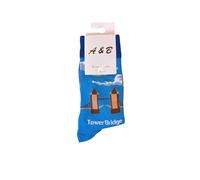 London Souvenir Socks, 2 Pairs, Unisex, British Landmark Design with Tower Bridge, London Eye (UK, Alpha, One Size, Regular, Regular, Tower bridge)
