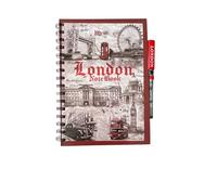 London Souvenir Spiral Notebook Set with Pen, Famous Landmarks Design, Large and Small Sizes (Large)