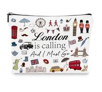 London Souvenirs Gifts, London Vacation Trip Makeup Bag, British Gifts for Women Girls, London is Calling and I Must Go Cosmetic Bags Travel Zipper Pouch Toiletry Organizer, Christmas Birthday Gift