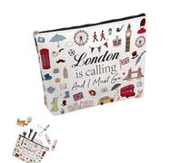 London Souvenirs Gifts, Portable British Gifts London Vacation Trip Multi Funcational Makeup Bag,London is Calling and I Must Go Cosmetic Bags