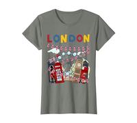 London Souvenirs Idea for Kids & British Memorabilia London T-Shirt, Women, Olive Heather, 3X-Large