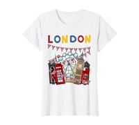 London Souvenirs Idea for Kids & British Memorabilia London T-Shirt, Women, White, Large