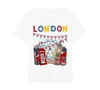London Souvenirs Idea for Kids & British Memorabilia London T-Shirt, Women's Plus, White, 3X