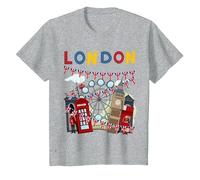London Souvenirs Idea for Kids & British Memorabilia London T-Shirt, Youth, Heather Grey, X-Small