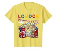 London Souvenirs Idea for Kids & British Memorabilia London T-Shirt, Youth, Lemon Yellow, Small