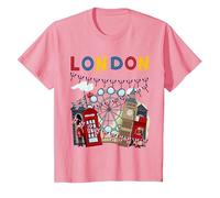 London Souvenirs Idea for Kids & British Memorabilia London T-Shirt, Youth, Pink, 3T