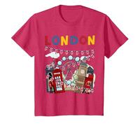 London Souvenirs Idea for Kids & British Memorabilia London T-Shirt, Youth, Red Heather, Small