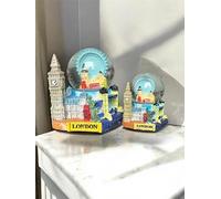 London Souvenirs Snow Globe with British Landmarks, Big Ben Tower Bridge London Eye, Snowstorm Effect, 2 Sizes Large and Small (small)