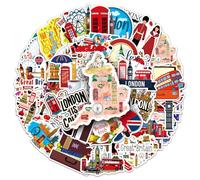 London Stickers,British-Themed Vinyl Stickers for Laptops Water Bottles Luggage Journals Scrapbooks,Aesthetic England Travel Decals for Kids Teens Adults 50PCS