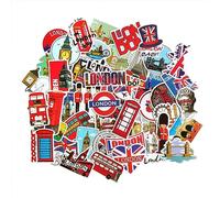 London Stickers Red Buses Stickers for Teens London Great Britain England United Kingdom Vacation Travel Water Bottles Laptop Skateboard Cup Bikes Scrapbook UK British Decals