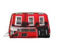 London Street Leather Hand-Held Zipper Makeup Bag Cute Make Up Case Large Wide-Open Pouch Pen Case