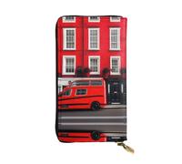 London Street Print Leather Long Clutch Wallet â€“ Fashionable Personalized Wallet, Multiple Card Slots, Gift Ready, Black, One Size